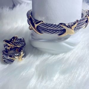 Trendy style bracelet & clip on hoop earrings